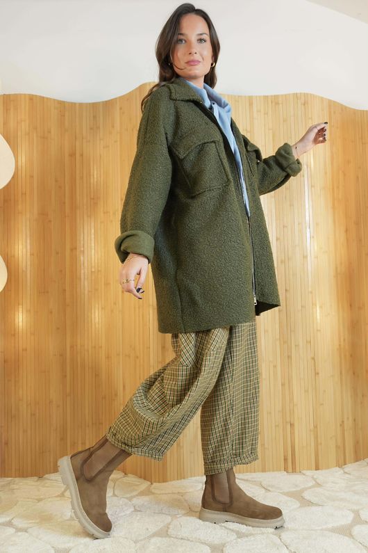 Eversley Stretch Boucle Barn Jacket Deep Khaki /15=